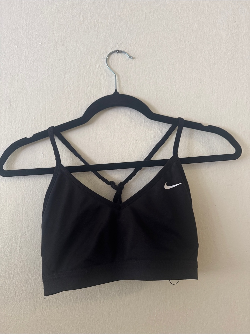Nike Black Strappy Sports Bralette with White Swoosh